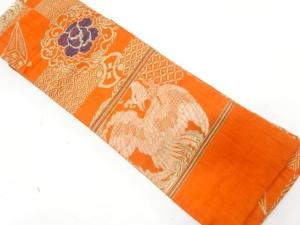 アンティーク　鳳凰に華紋・古典柄模様織り出し　半幅帯（材料）